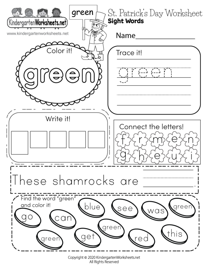 St. Patrick's Day spelling practice worksheet for second graders with fun holiday-themed words Second grade student completing a St. Patrick's Day spelling worksheet by selecting the correct word spellings