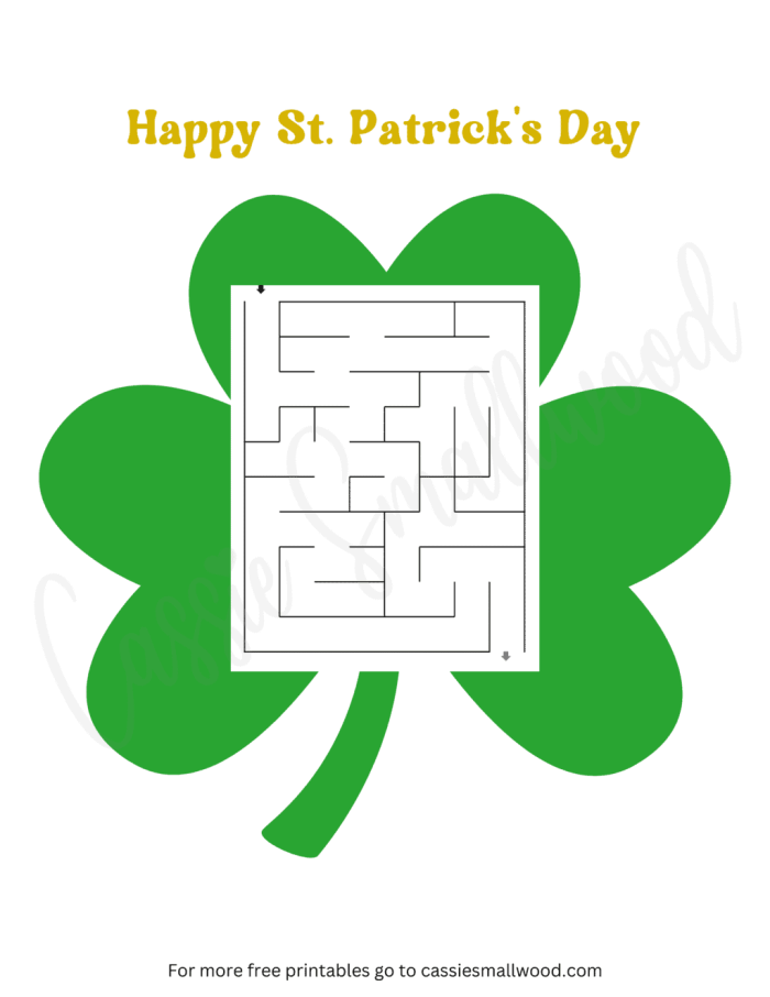 Second grade St. Patrick's Day Maze Race worksheet with two side-by-side paths for players