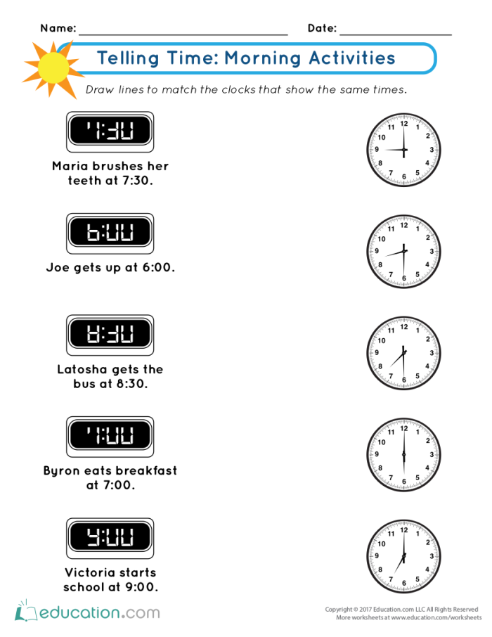Second Grade Record the Time worksheet focused on grammar and mechanics skills