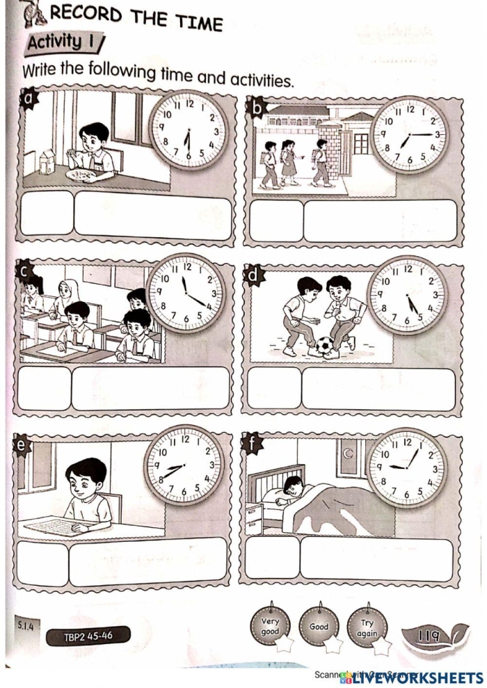 Second grade Record the Time worksheet focused on grammar and mechanics