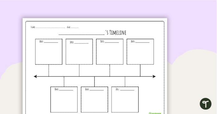 Biography timeline worksheet for young writers featuring personal history creation for grade 2 students Second grade student completing a biography timeline worksheet about a family member