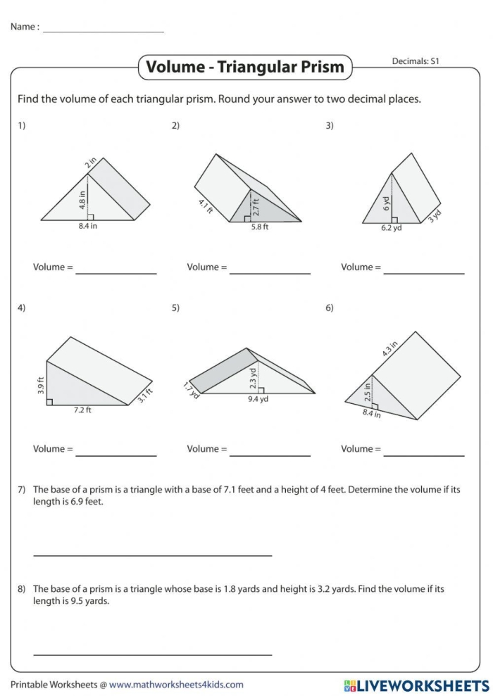 Second grade worksheet featuring a colorful triangular prism for geometry learning