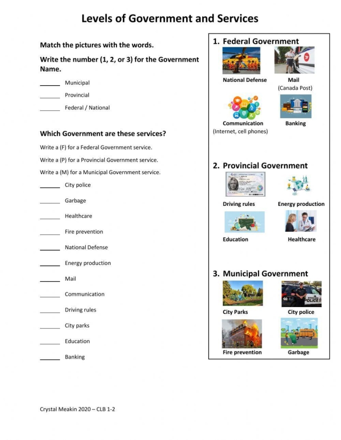 Second grader matching pictures of U.S. government buildings on worksheet seven