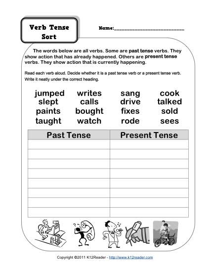 Engage with this fun verb tense practice worksheet for young learners Second grade worksheet focusing on present and past tense verbs in action