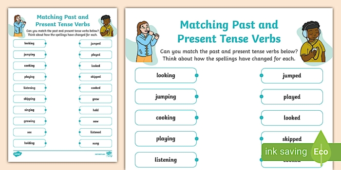 Engage with present and past tense verbs in this fun worksheet for grade two learners Second grade students practicing present and past tense verbs on a worksheet