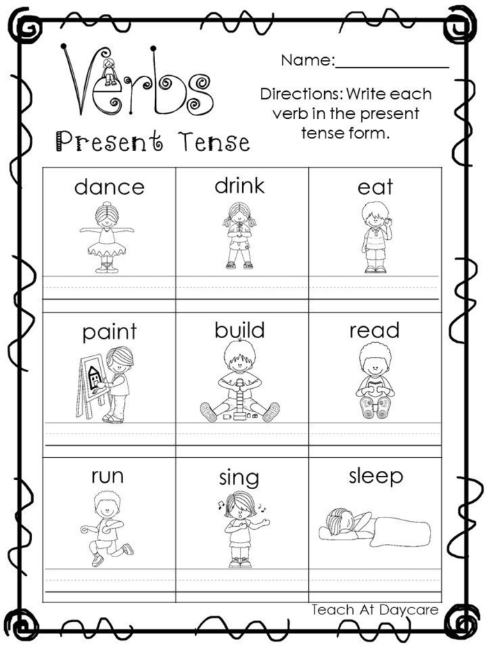Present and Past Tense Verbs exercise for second grade students, image 9 Second Grade worksheet focusing on present and past tense verbs for practice