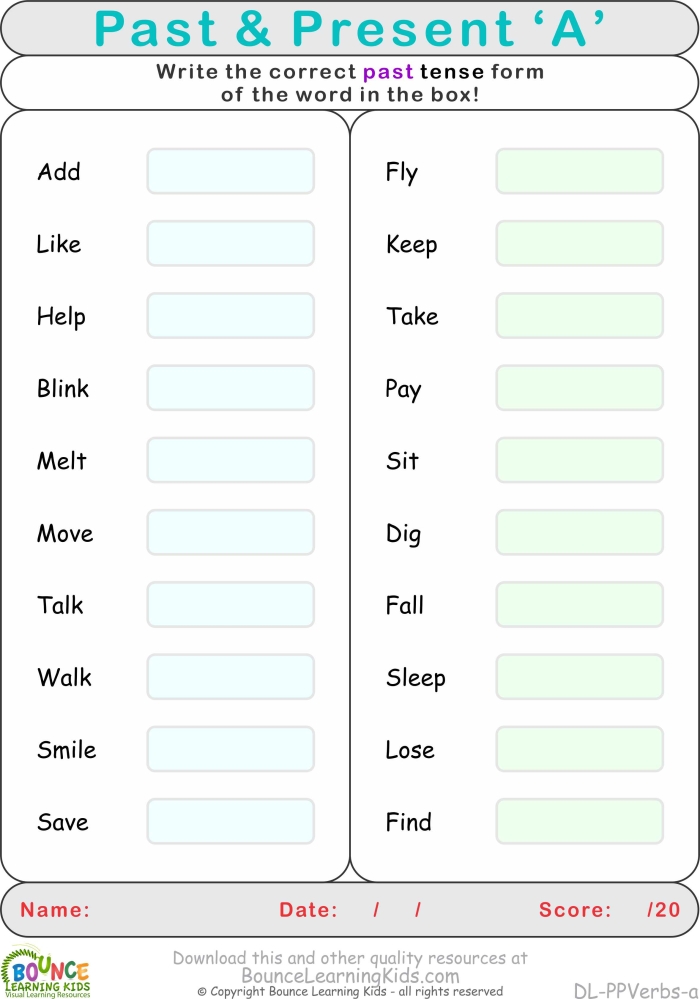Engage with this action-packed present and past tense verbs worksheet 2 Second Grade worksheet focused on practicing present and past tense verbs