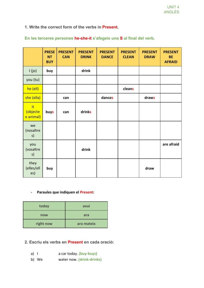 Engaging present and past tense verbs exercise worksheet for second graders number 24 Second grade worksheet focusing on present and past tense verbs for division practice