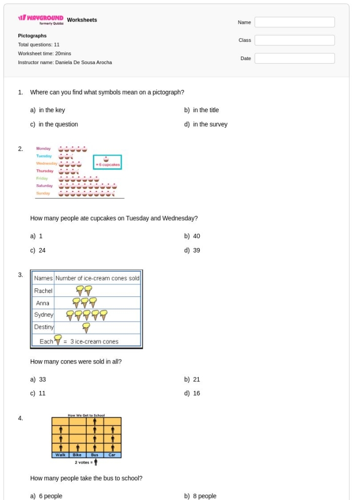 Worksheet image 10 for Comparing Pictographs: Tulips and Daisies activity Second grade worksheet displaying pictographs comparing tulip and daisy imports from Europe