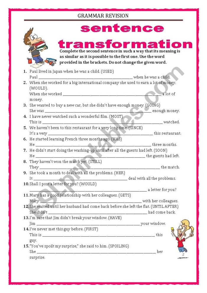 Sentence Makeover Part 1 Worksheet for Grammar and Mechanics in Fourth Grade. Improve sentence structure with this fun exercise. Worksheet featuring Sentence Makeover Part 1 for fourth graders to enhance their writing skills. Engaging activity for rewriting a paragraph into flowing sentences.