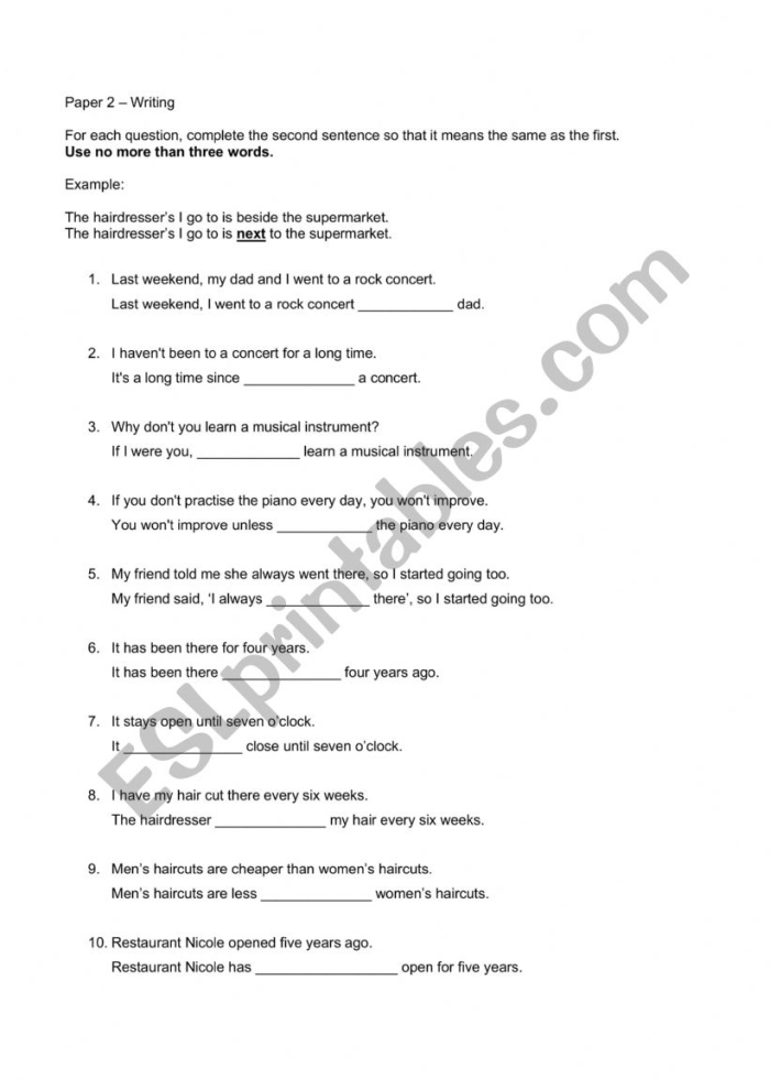 Sentence Makeover Part 1 worksheet for fourth-grade grammar practice Worksheet for Sentence Makeover Part 1 focusing on rewriting paragraphs for clarity