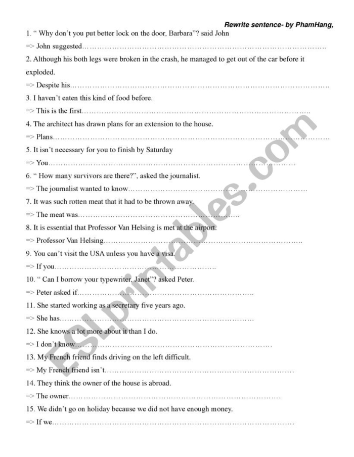 Image demonstrating the Sentence Makeover Part 1 worksheet activity for grammar practice Worksheet for Sentence Makeover Part 1 focusing on improving sentence flow for fourth graders