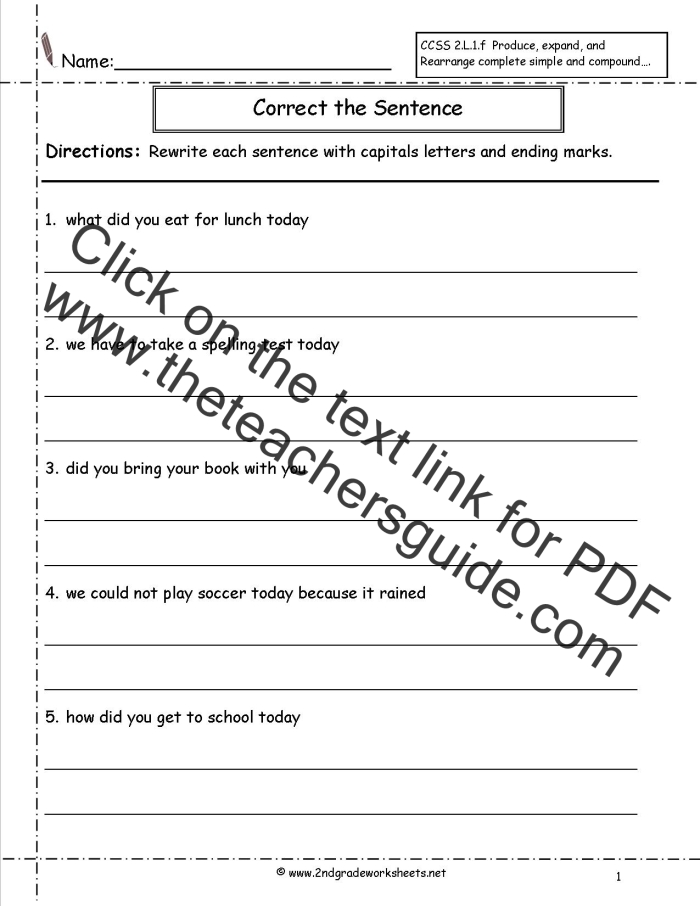 Sentence Makeover Part 1 worksheet for improving grammar and mechanics skills Worksheet for Sentence Makeover Part 1 focusing on enhancing sentence structure for fourth graders