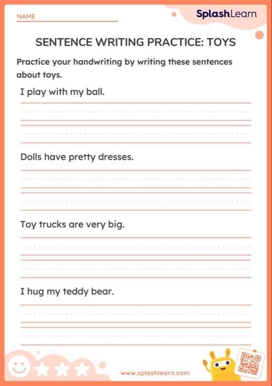 Worksheet featuring sentence writing prompts about music for first graders