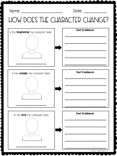 Second Grade worksheet for sequencing character emotions with transition words