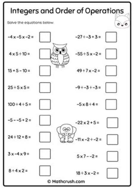 Seventh grade students solving integer operations problems in a time and money worksheet