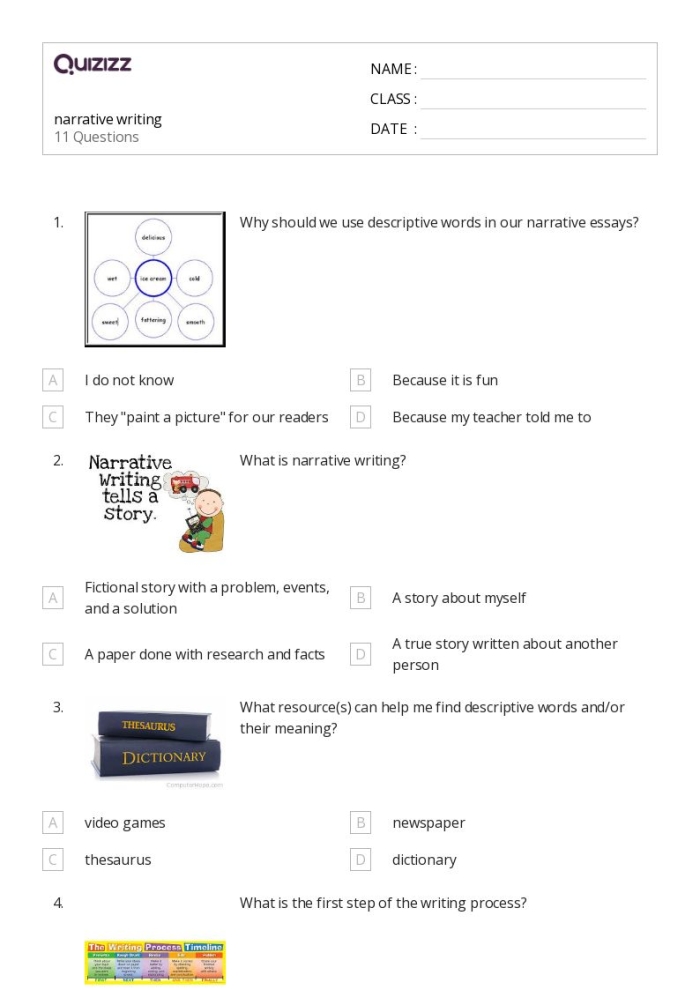 Narrative Writing Rubric for 7th grade worksheet showing assessment criteria