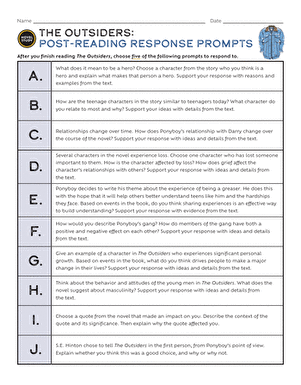 Worksheet for analyzing Robert Frost's "Nothing Gold Can Stay" in relation to The Outsiders