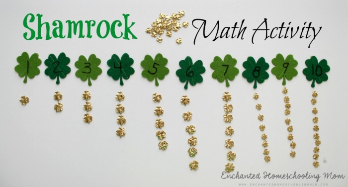 Shamrock Counting Practice Sheet for Early Learners Number 11 Kindergarten student counting green shamrocks on a St. Patrick's Day themed worksheet with numbered practice activities