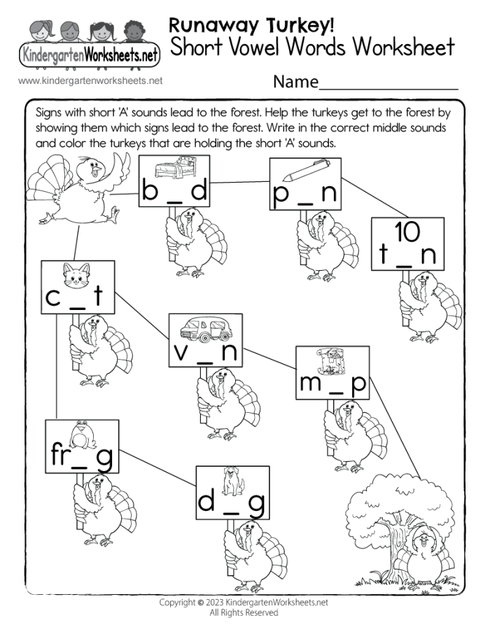 Short vowel word matching activity featuring a hen and fish for young learners Kindergarten worksheet for matching short vowel words with pictures of a hen and a fish