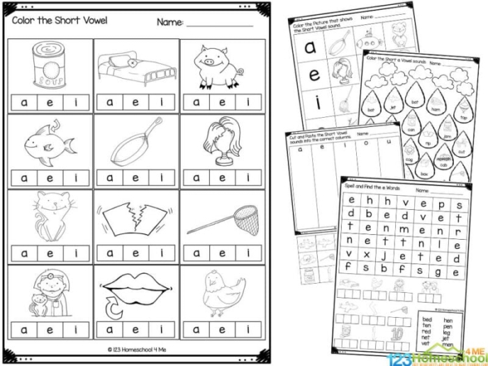 Engaging short vowels fill-in activity for early learners worksheet five Preschooler practicing short vowel sounds on a colorful worksheet