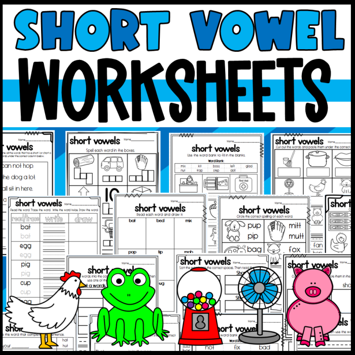 Short vowel word matching activity for young learners with hen and fish images Kindergarten worksheet matching short vowel words with pictures of a hen and a fish