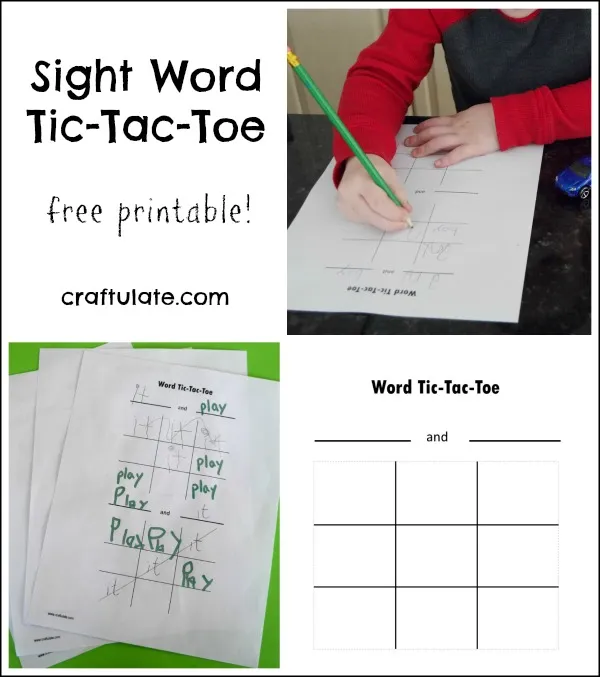 Sight Word Tic-Tac-Toe worksheet for kindergarten students to enhance reading skills through play. Interactive game sheet featuring sight words for engaging learning experiences.