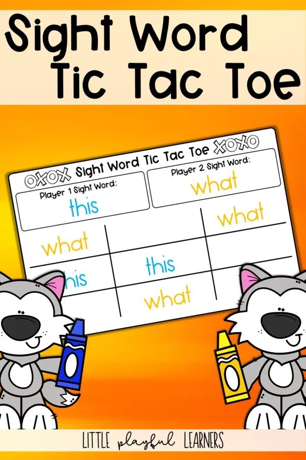 Colorful Sight Word Tic-Tac-Toe worksheet designed for kindergarten students to enhance their reading skills. Engaging visual of a game board featuring sight words for fun learning activities.