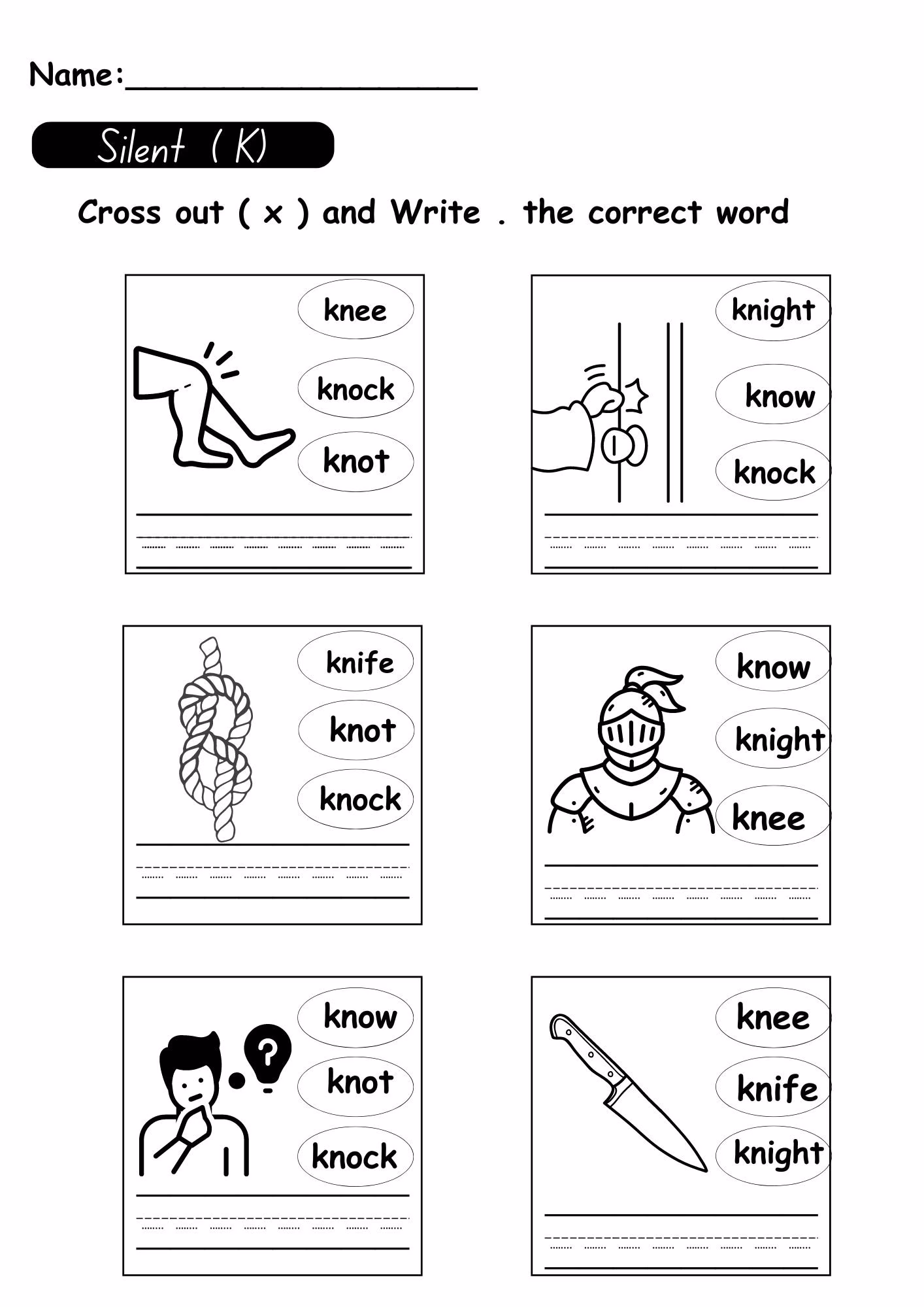 Silent Letters exercise for kids focusing on spelling and identifying silent letters in words Second grade worksheet featuring words with silent letters for reading practice