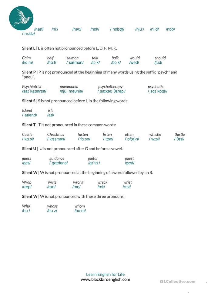 Silent letters reading exercise for second graders with writing and circling activity Second grade worksheet focusing on words with silent letters for reading practice
