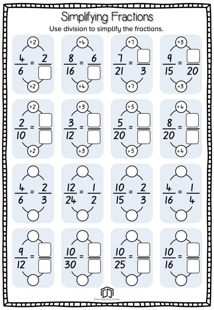 Skill Practice 3 worksheet designed to help 4th graders master fraction simplification Fourth grade math worksheet focused on simplifying fractions for practice