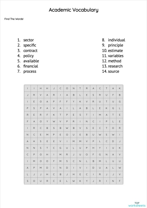 Explore the Academic Vocabulary Tracker worksheet for effective vocabulary building in middle school education Academic Vocabulary Tracker worksheet designed for sixth-grade students to enhance their academic word skills