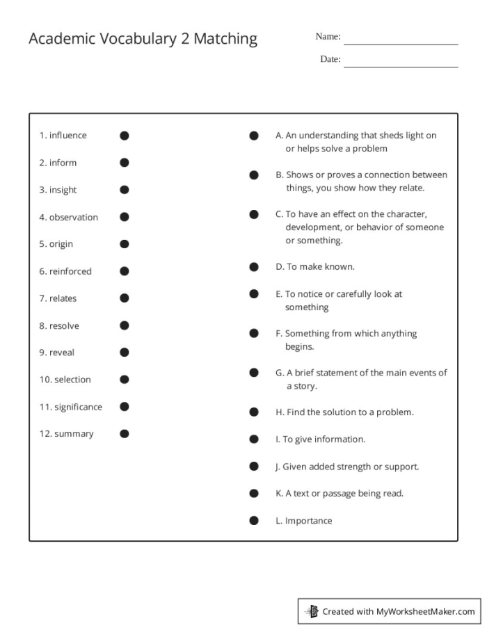 Reading worksheet for Sixth Grade Academic Vocabulary Tracker worksheet designed for sixth-grade students to enhance their vocabulary skills. A comprehensive tool for middle schoolers to engage with academic language effectively.