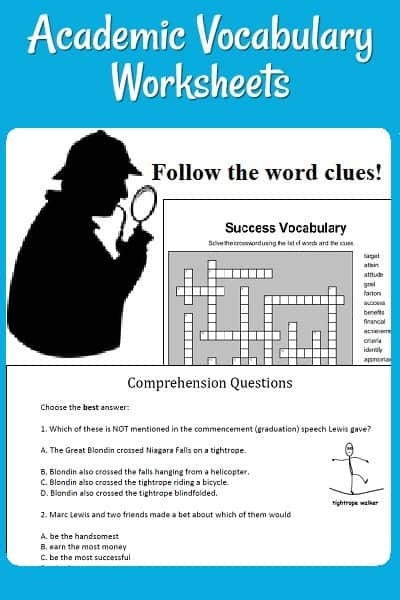 Interactive vocabulary-building worksheet for middle school students to explore and learn new terms Academic Vocabulary Tracker worksheet designed for sixth graders to enhance their academic word knowledge