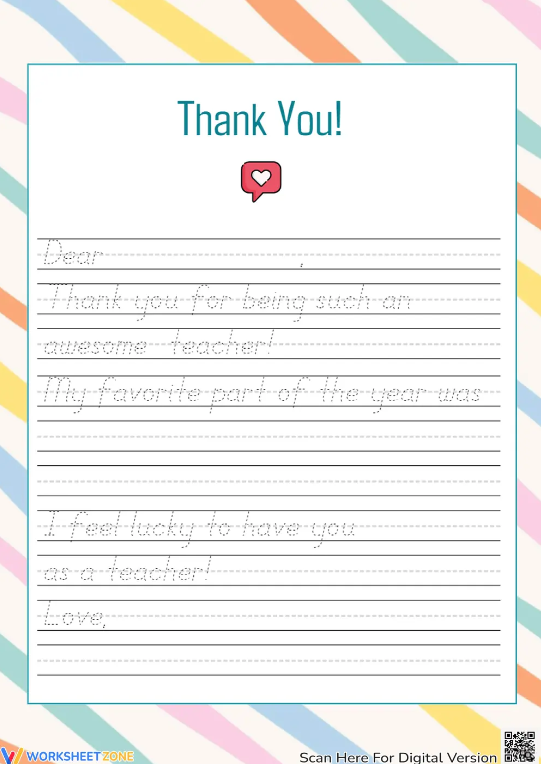 Engaging letter-writing prompt for students to express gratitude and reflection Worksheet for writing a letter of appreciation focusing on social-emotional learning for sixth graders