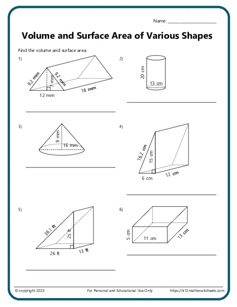 Educational resource for mastering geometry concepts involving cubes Worksheet for calculating the surface area of a cube for sixth graders