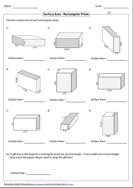 Cube surface area worksheet for geometry practice in sixth grade Worksheet for calculating the surface area of a cube for sixth graders