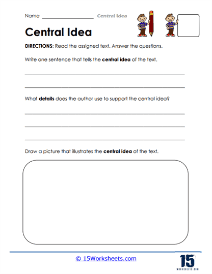 Central Ideas Writing Prompt Worksheet for Literary Nonfiction Worksheet for sixth graders featuring literary nonfiction response prompts focused on central ideas