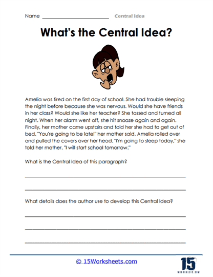 Central Ideas Writing Prompts Worksheet for Literary Nonfiction Worksheet for sixth-grade students on literary nonfiction response prompts focusing on central ideas