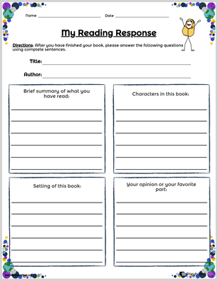 Literary response worksheet for sixth graders analyzing characters' points of view in a story