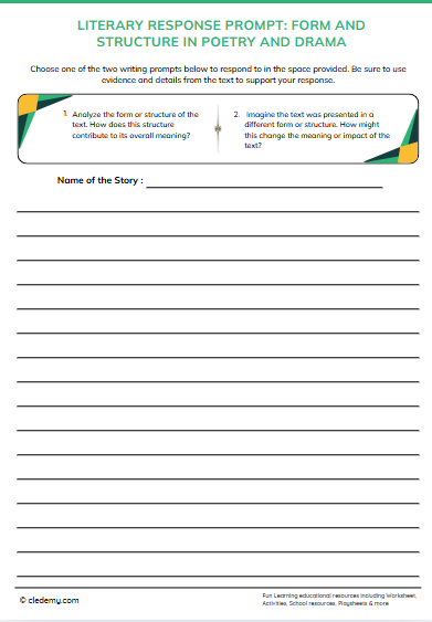 Literary response worksheet for sixth graders analyzing character perspectives in stories