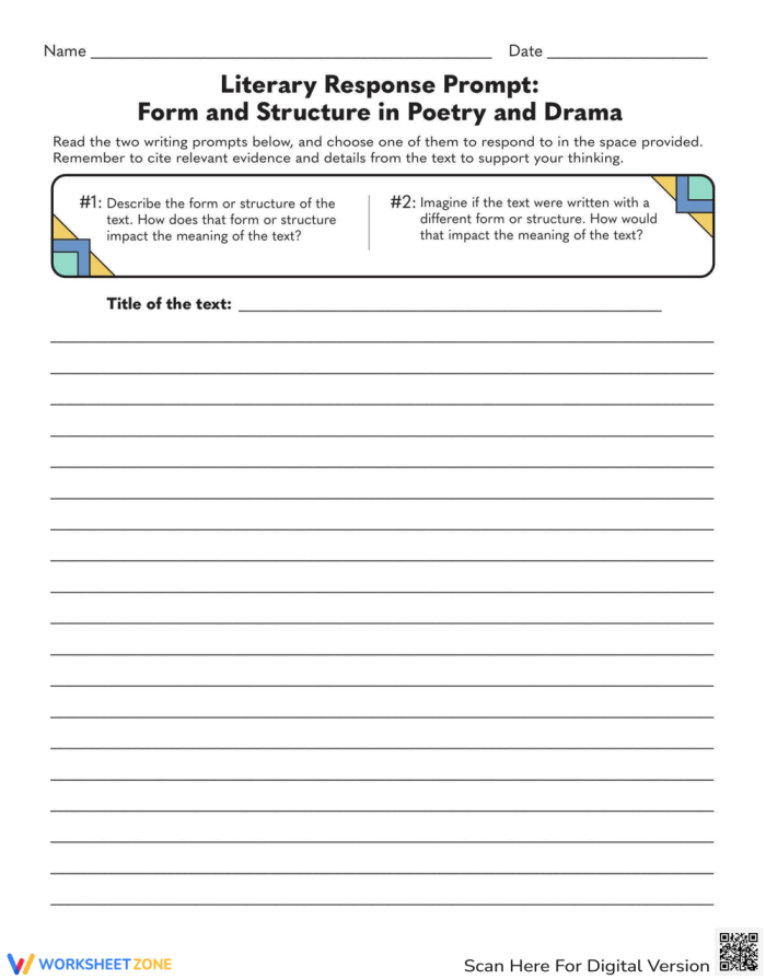 Literary response worksheet for sixth graders analyzing character perspectives in a story