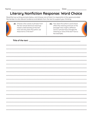 Literary response worksheet for sixth graders analyzing character perspectives in stories