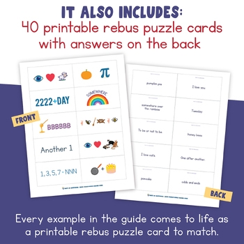 Rebus puzzle brainteasers worksheet designed for sixth graders to enhance grammar skills