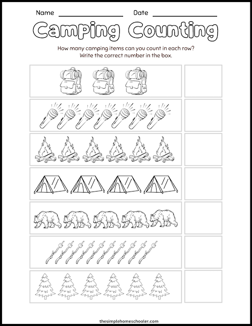 Worksheet image 22 showing activities to help children count and sequence numbers from one to ten Kindergarten Counting Manipulatives 1-10 worksheet featuring images for number recognition and ordering