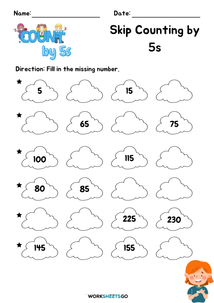 Skip Counting by 4 Candy Worksheet for Elementary Math Practice A colorful candy-themed skip counting activity where third graders fill in missing numbers by counting by fours