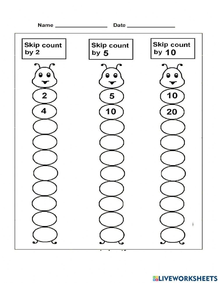 Skip Counting by 4 Worksheets for Third Grade