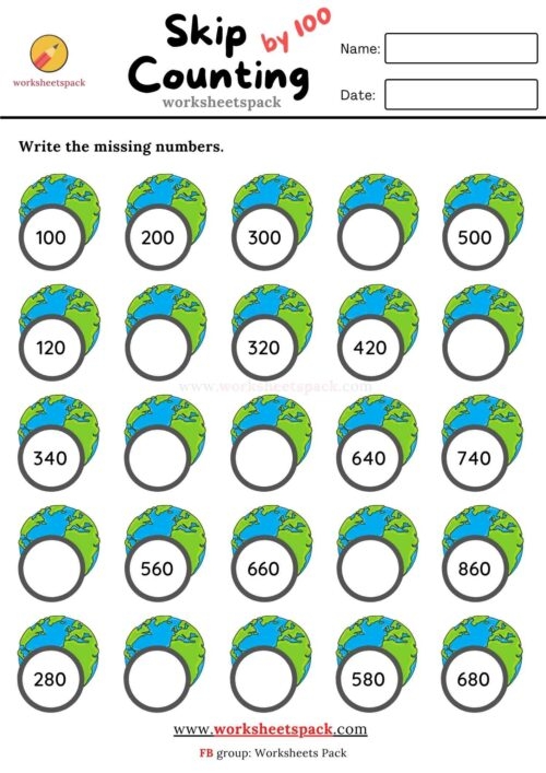Skip Counting Patterns Activity for Elementary Math Learners Third grade student practicing skip counting by 2s through 9s on a colorful hundreds chart worksheet