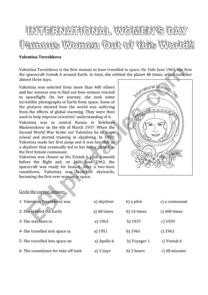 Second Grade Reading Worksheet on the historic female spacewalk adventure 22 Christina Koch and Jessica Meir during the first all-female spacewalk for second graders
