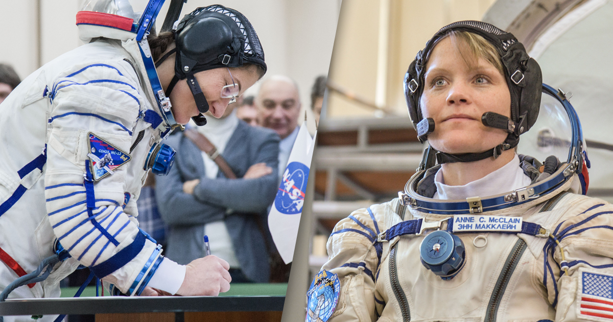 Worksheet activity about the historic all-female spacewalk mission for second graders Two female astronauts performing a spacewalk outside the International Space Station for the first time